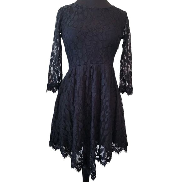 Free People Queens Love Black Lace Gothic Dress Sz 2 EUC - Picture 2 of 13
